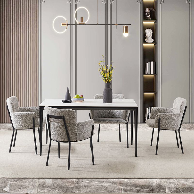 Kitchen Dining Arm Chair Contemporary Dining Chair with Black Metal Legs