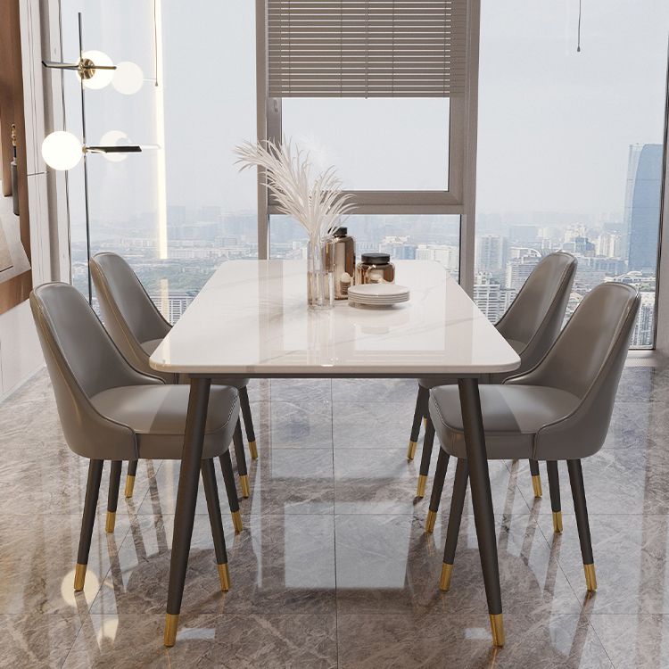 White Sintered Stone Dining Table Traditional Luxury Dining Table with 4 Legs