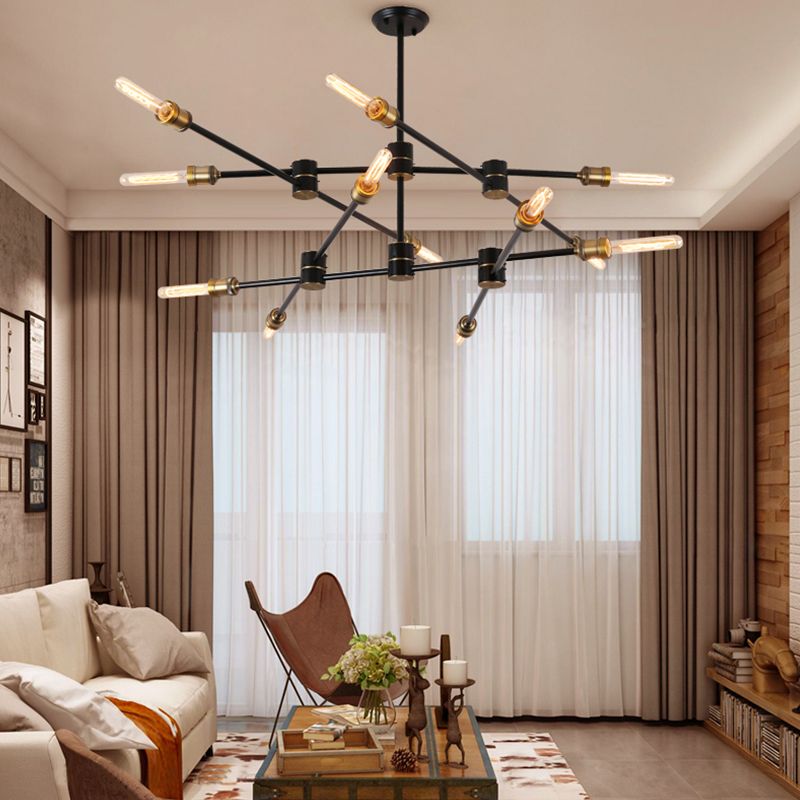 Nordic Style Metal Chandelier Branch Black Pendant Lamps for Living Room