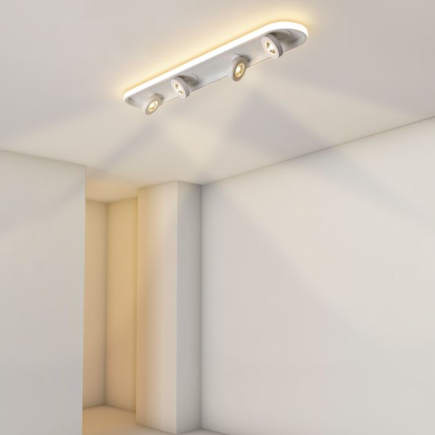 Plafonnier LED réglable à 4 lumières, avec têtes d'éclairage sur rail linéaire en aluminium, de Style moderne, pour salon