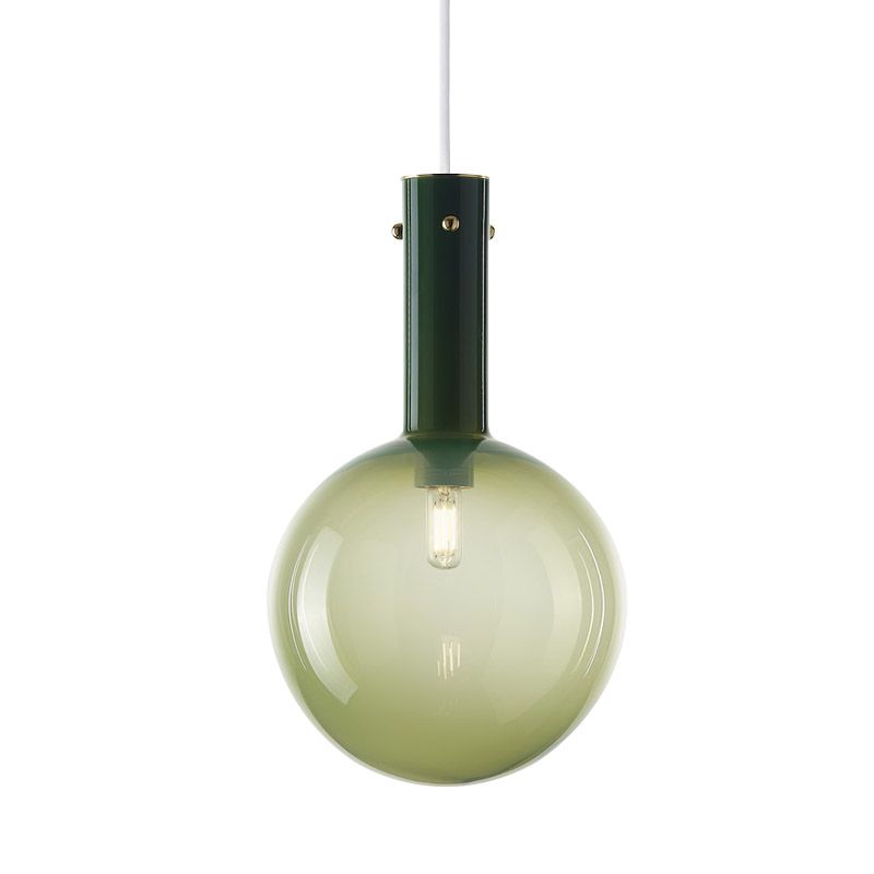 Zeitgenössische Kugel Anhänger Beleuchtung Gradientengrün/Orange Glas 1 Splitter am Bett hängen Deckenlampe