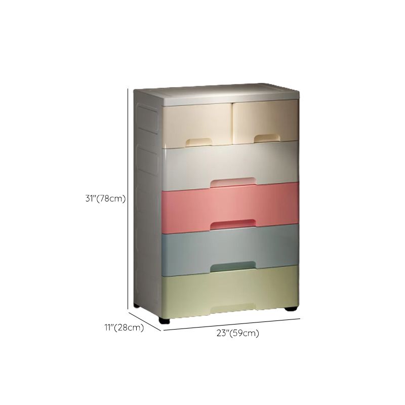 Contemporary Wardrobe Closet Thickened Plastic Kid's Wardrobe with Drawers