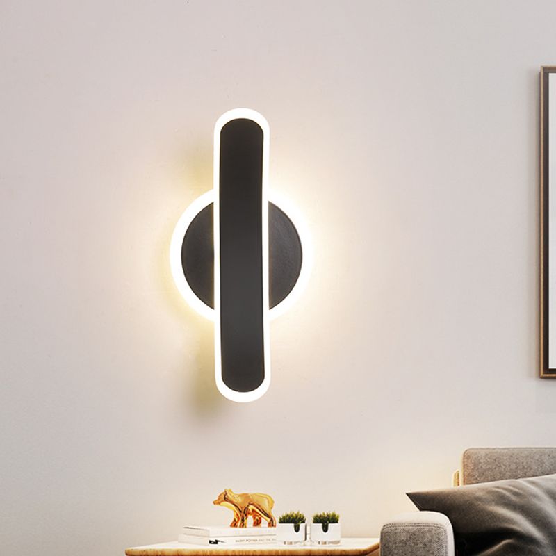 Black Bend Rectangle Wall Sconce Lighting Minimalist LED Acrylic Wall Mounted Lamp in White/Warm Light