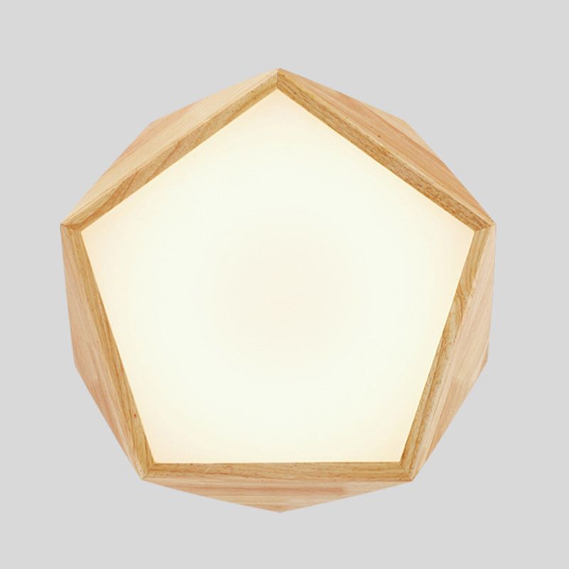 1 Light Geometric Flush Mount Contemporary Wood Flush Light for Bedroom