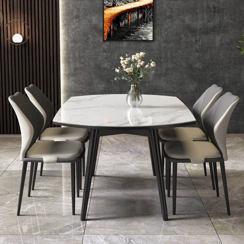 Modern Sintered Stone Dining Room Set Standard Height with 4 Legs Base Dining Furniture