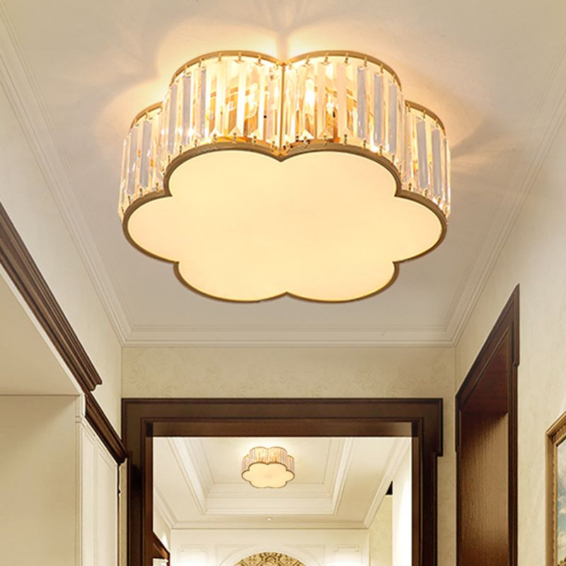 Floral Flush Mount Light Simplicity Clear Crystal Living Room Flush Mount Ceiling Light