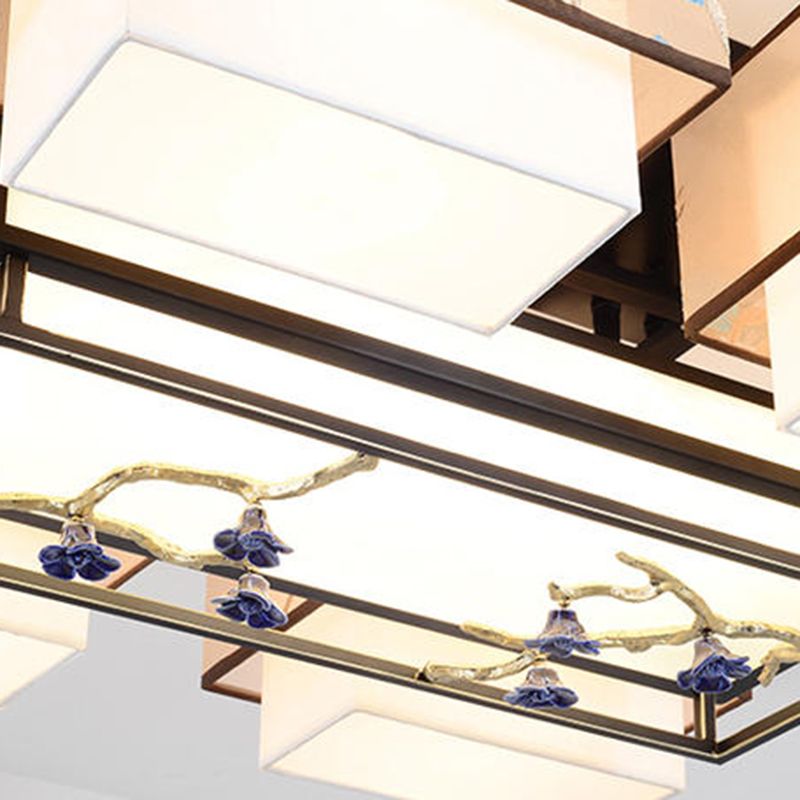 4/5/6 Head Light Fixtures Asia Style Fabric Flush Light for Living Room Dinning Room