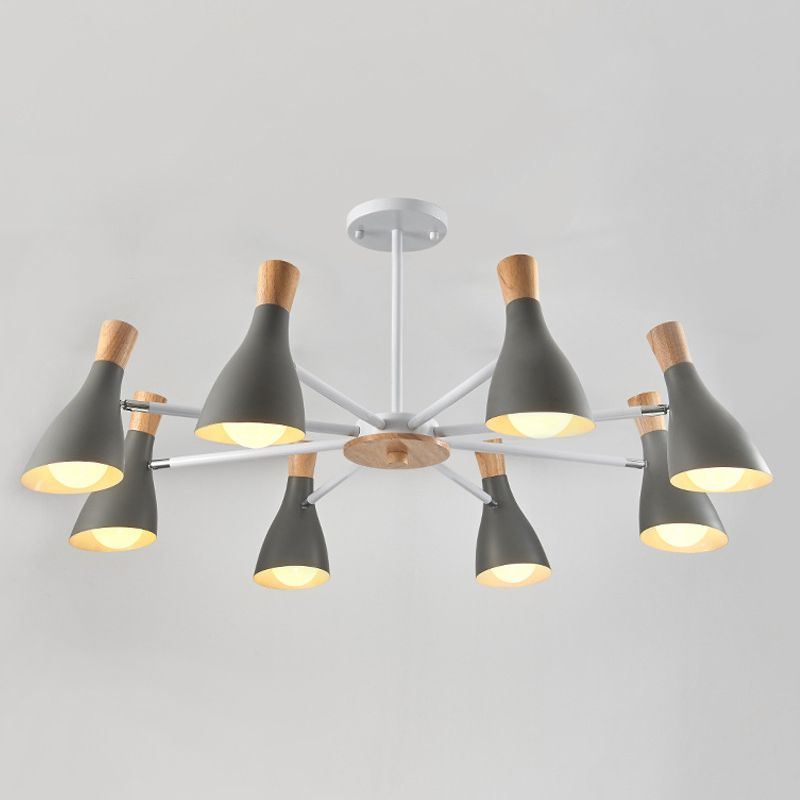 IJzeren bias-gesneden fles kroonluchter lamp macaron stijl houten hanger licht voor woonkamer