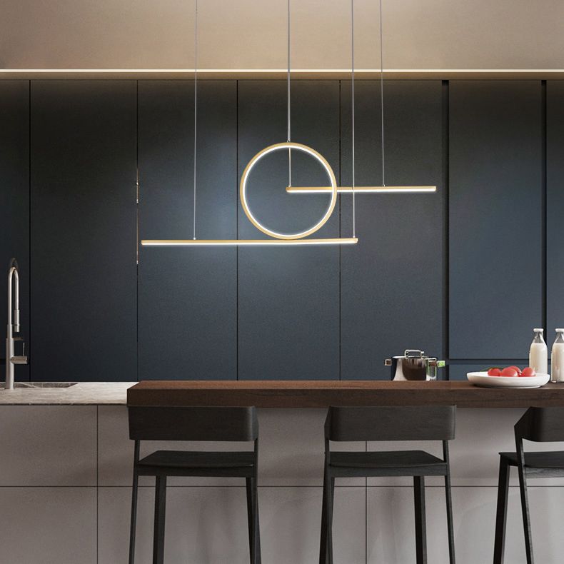 Luci dell'isola lineare moderna cucina illuminazione isola metallo 3 lampada da isola luminosa