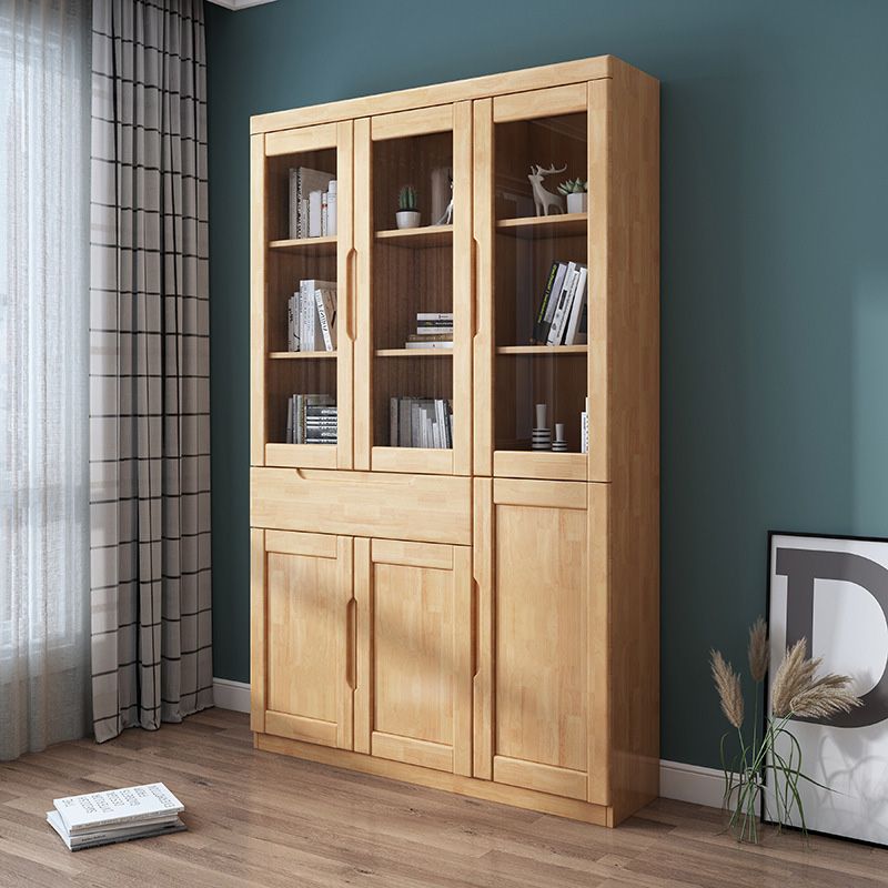 Contemporary Style Bookshelf Solid Wood with Door Bookcase for Office Study Room