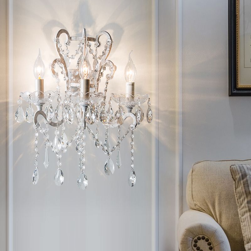 Metallgold/Dorn weiße Wand montiertem Lichtsturzarm 3 Lichter Lodge Lodge mit Kristallakz