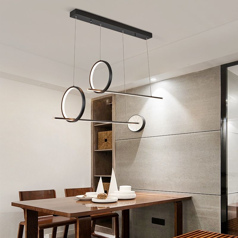 Idées d'éclairage d'île linéaire de forme moderne