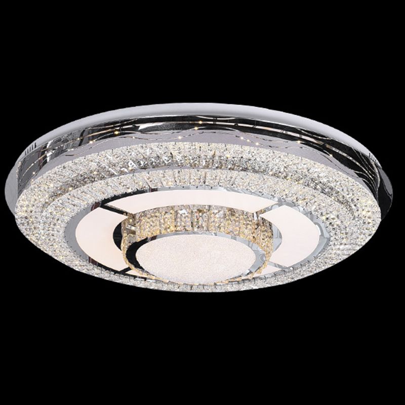 Round Crystal Flush Mount Light Fixture Modern Stainless-Steel LED Flush Light Fixture