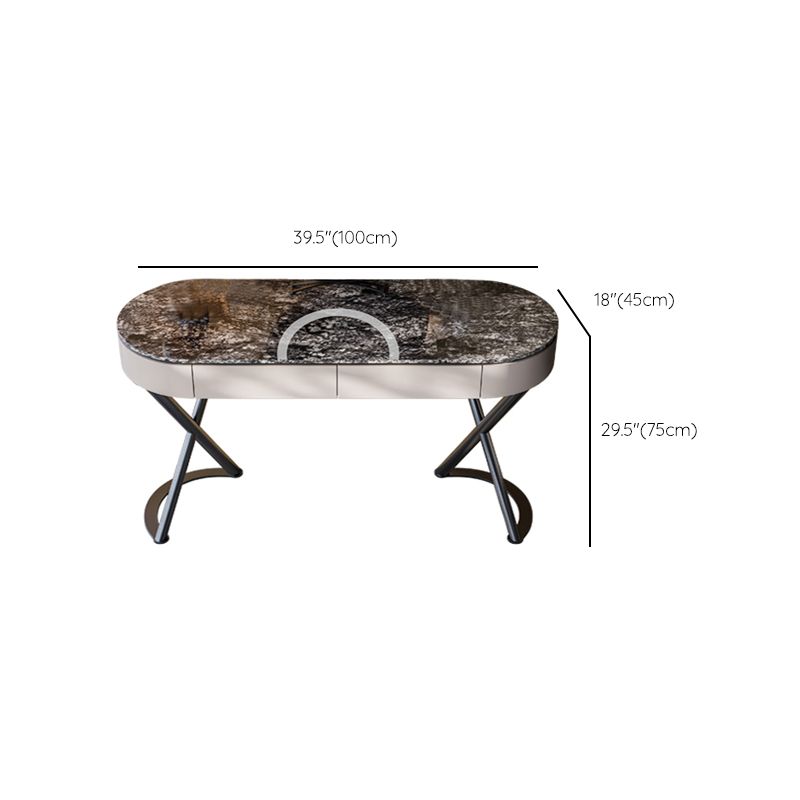 Lighted Mirror Vanity Table Set Luxurious Stone Top Dressing Table