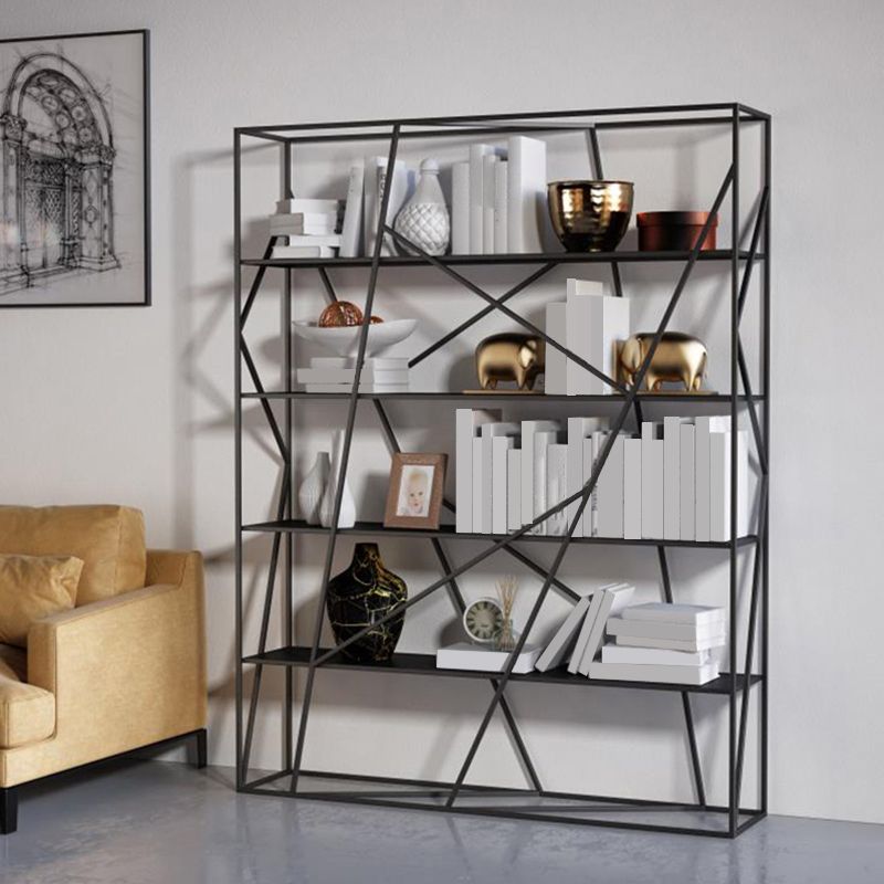 Metal Open Storage Bookshelf Industrial Rectangle Etagere Bookcase