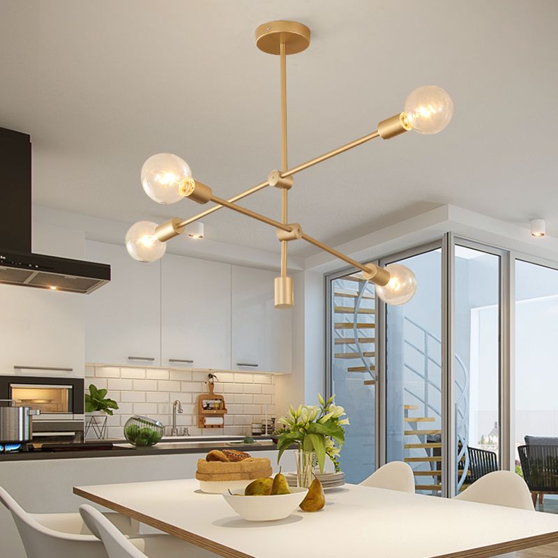 Lampada a goccia di metallo mobile a 2/3 livelli Postmoderno 4/5/7 Luci lampadario in oro appeso sul tavolo