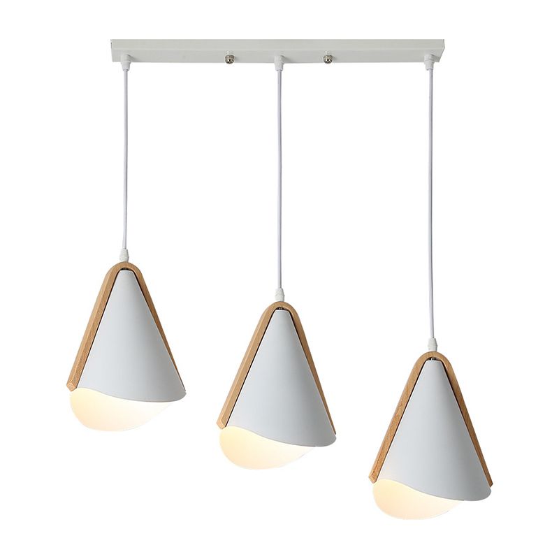 Kegelschatten 3-Leuchten moderne einfache LED-Style Hanging Deckenleuchten in Weiß