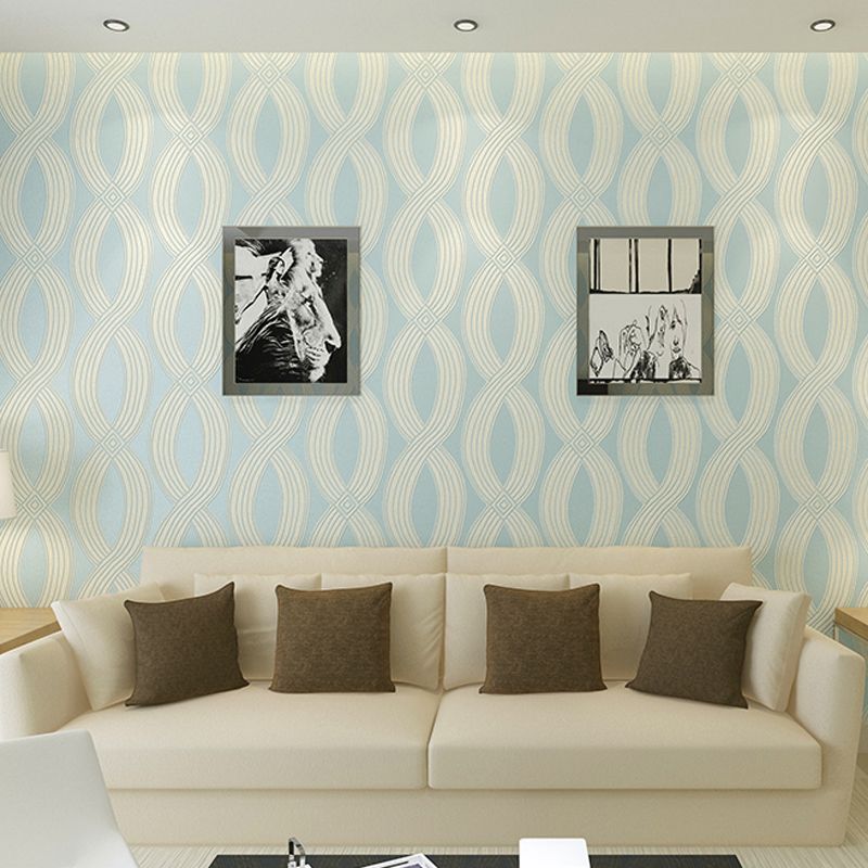 Pastel Color Stranded Pattern Wallpaper Moisture Resistant Minimalist Living Room Wall Covering