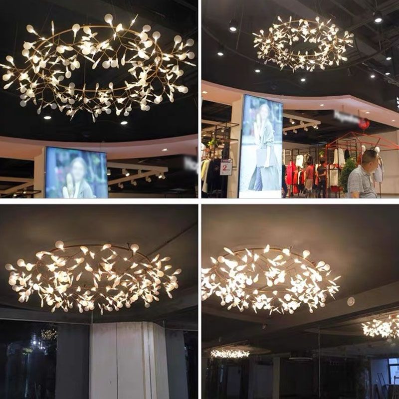 Glowworm Chandelier Light Fixtures Modern Multi-Head Hanging Pendant Lights with Acrylic Shade