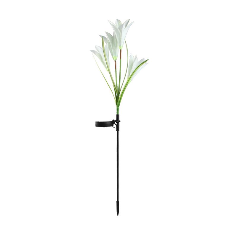 Contemporary Lily Bouquet Solar Ground Light Plastic 4 Bulbs Garden LED Stake Lighting