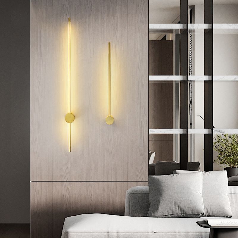 Modernist Style Thin-Line Wall Sconce Metal 1 Light Wall Lamp in Brass