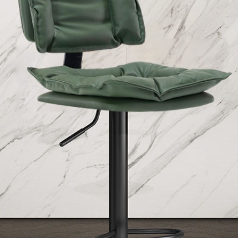 Glam Style Faux Leather Bar Stools Swivel Adjustable Height Bar Stool with Black Base