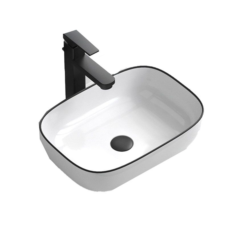 Bathroom Ceramic Sink Rectangular Rod Single Handle Faucet Sink