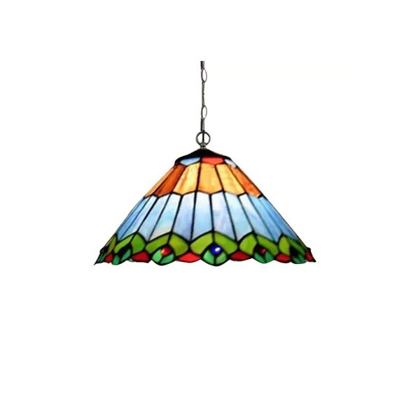Kitchen Pendant Lights Stained Glass with Adjustable Chains Tiffany Cone Ceiling Fixture