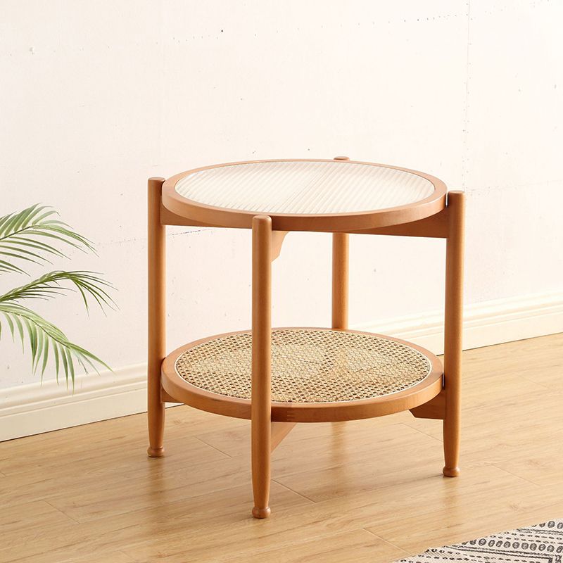 21.65" Tall Scandinavian Style Coffee Cocktail Table Wooden Round Coffee Table