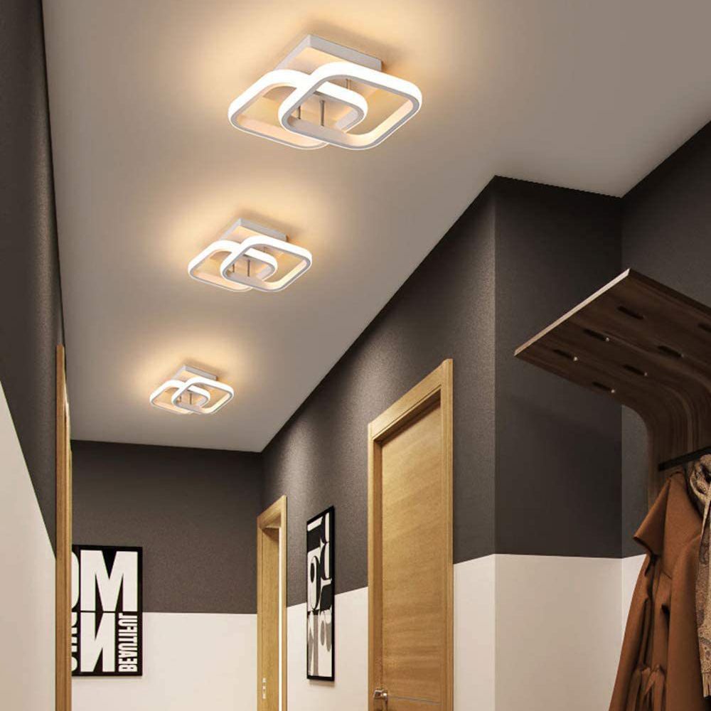 Square Semi Flush Mount Light 1 Light Aluminum Minimalist Flush Mount Ceiling Light for Bedroom