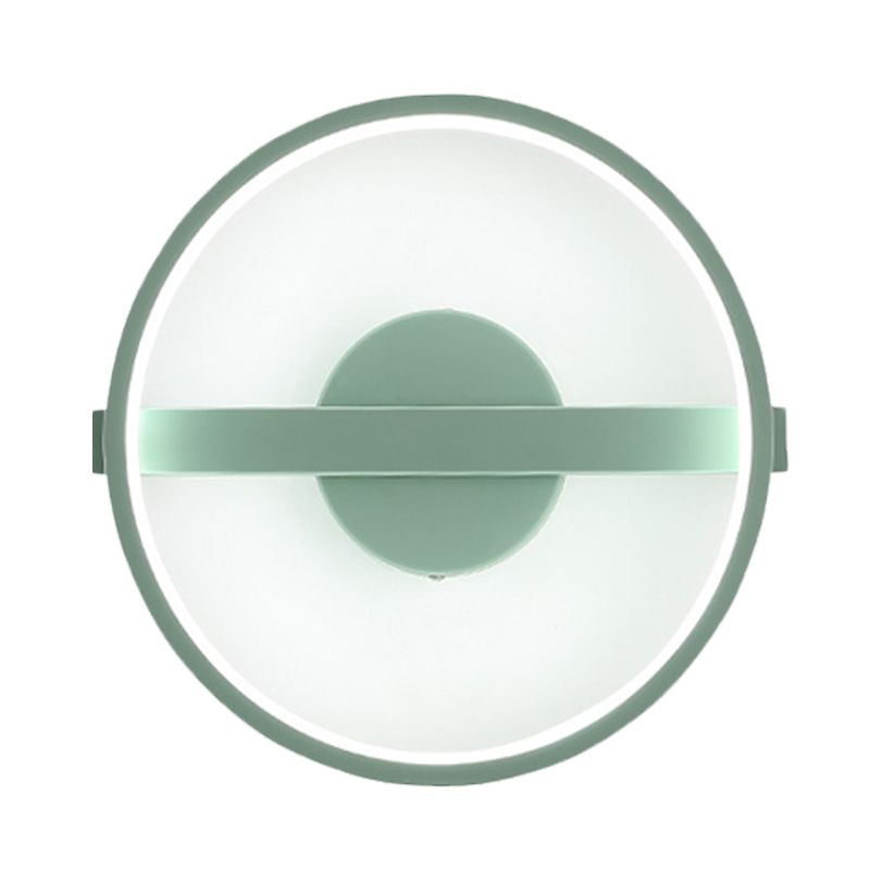Green Round Sconce Light Minimalist LED Acrylic Wall Lamp Fixture in White/Warm Light, 12.5"/16.5" Dia
