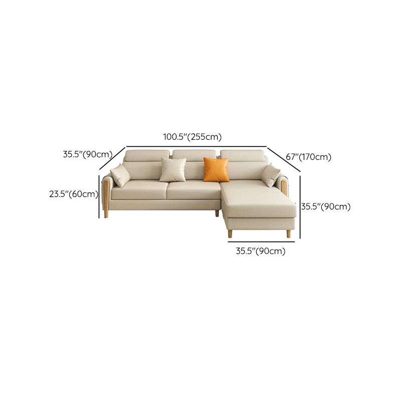 Scandinavian Sectional Sofa Leather Beige Sectionals with Pillows
