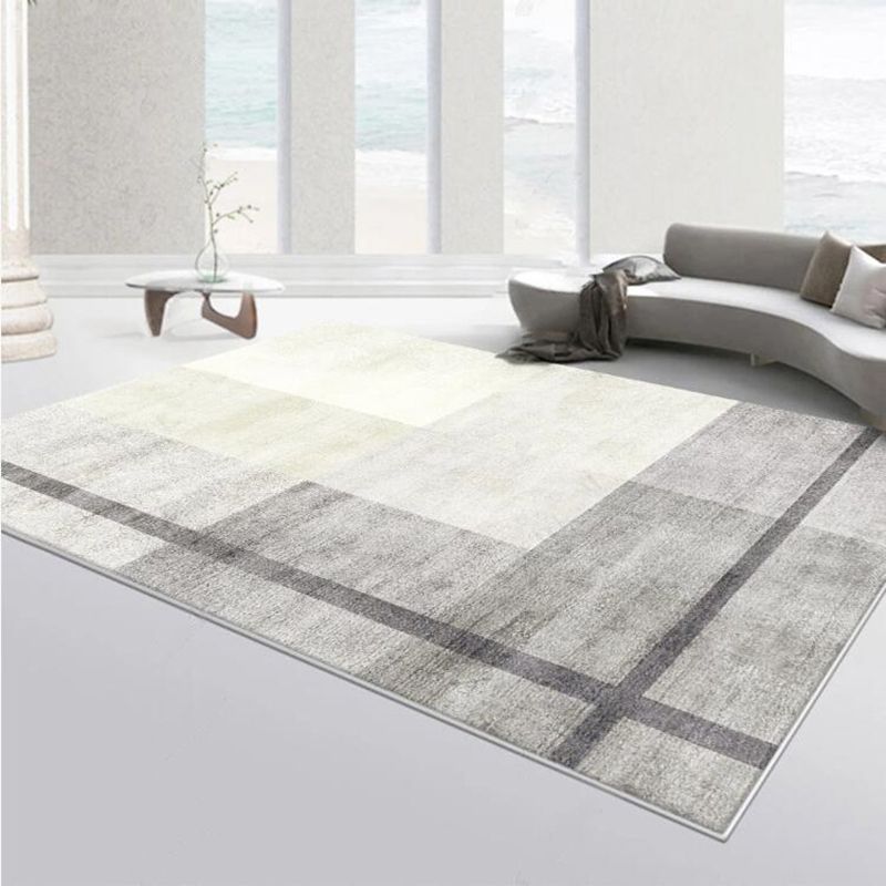 Modern Living Room Carpet Antique Gray Tone Watercolor Rug Polyster Stain Resistant Indoor Rug