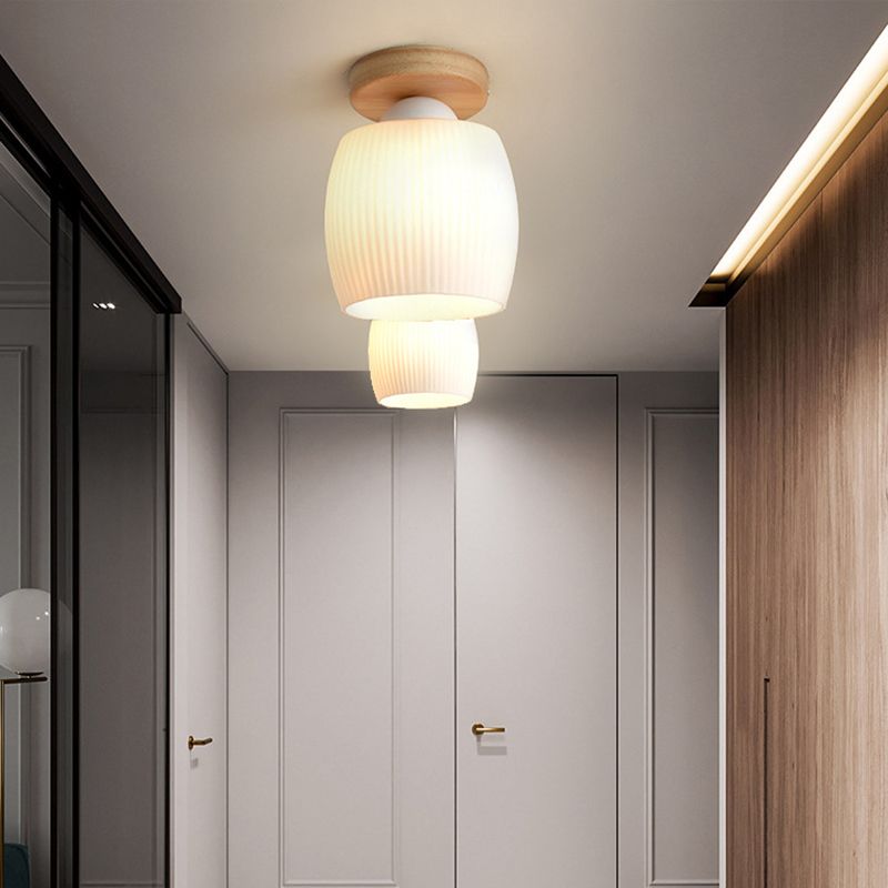 Luminaire de plafond à abat-jour blanc, montage encastré en verre moderne pour chambre à coucher