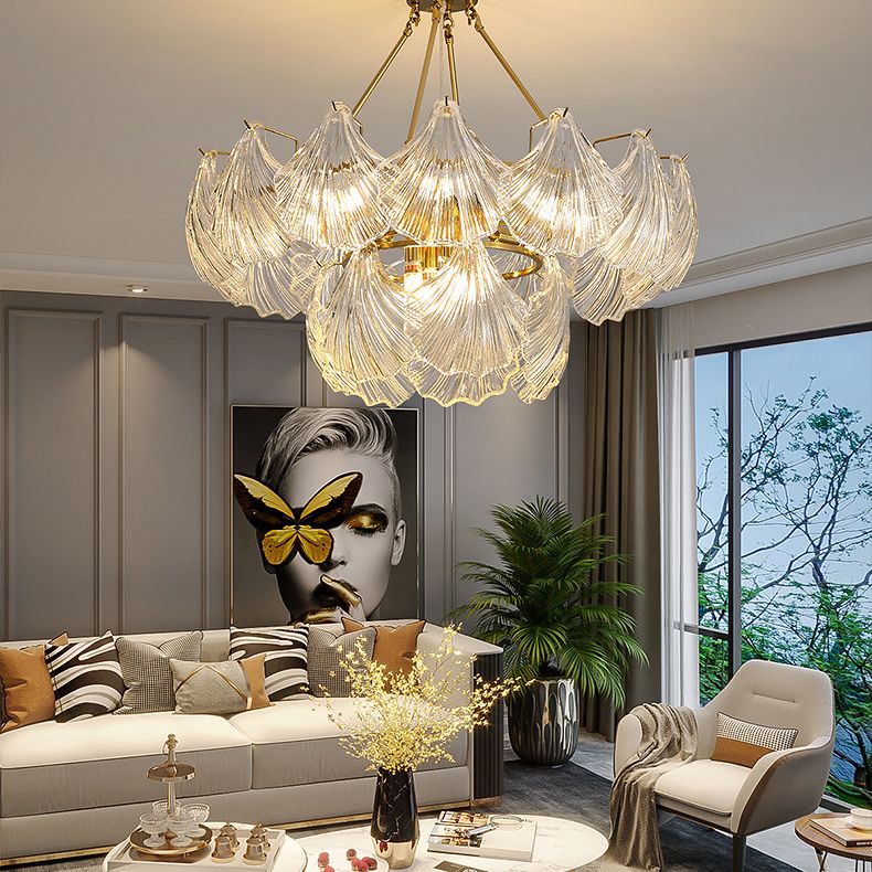 Light Luxury Style Pendant Chandelier Light Glass Chandelier for Living Room