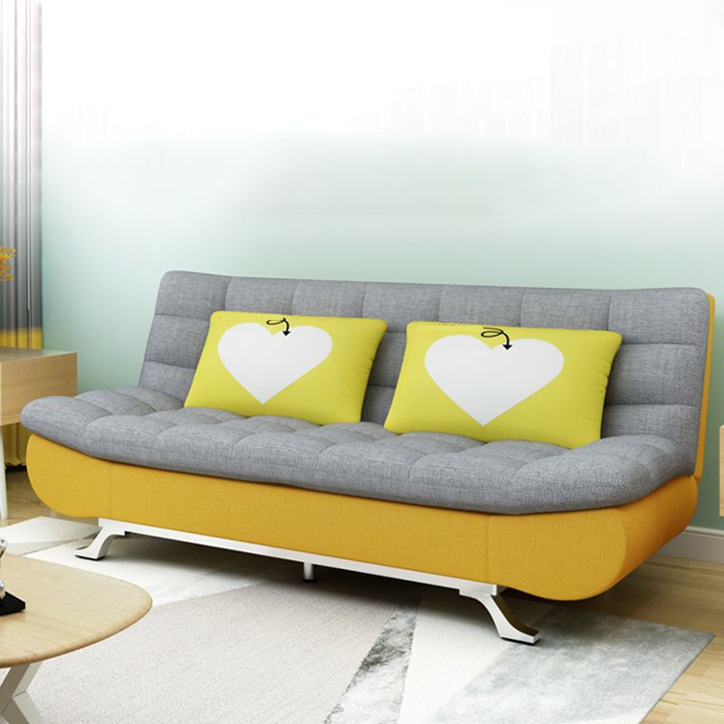 74.80" W √ó 33.46" D √ó 35.43" H Linen Biscuit Back Armless Sofa with Storage