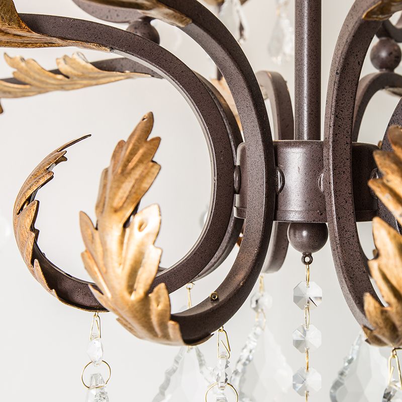 American Style Candle Chandelier Light Fixtures Multi-Head Hanging Pendant Lamps with Crystal Bead