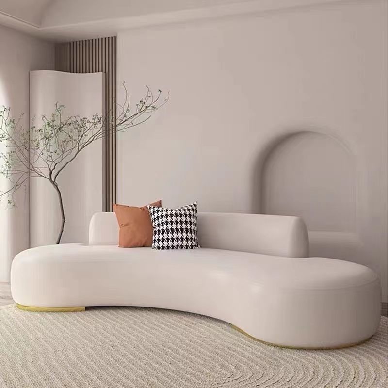 Modern Style Curved Sofa Minimalist Velvet Armless Sofa - 26.77" H