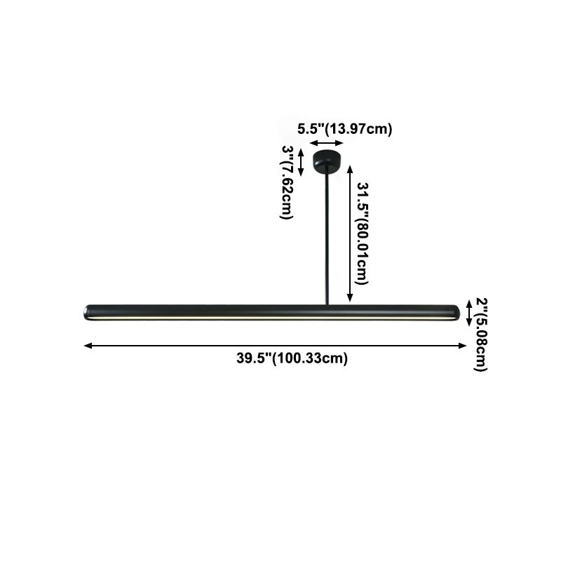 Modern Minimalist Linear Island Pendant Lights Metal 1 Light Chandelier Lighting