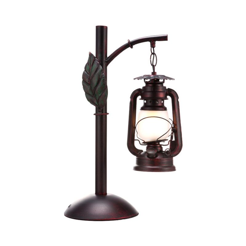 1 table de table en verre givré clair éclairage de cuivre vintage lampe de bureau de café lanterne avec base de dôme en fer