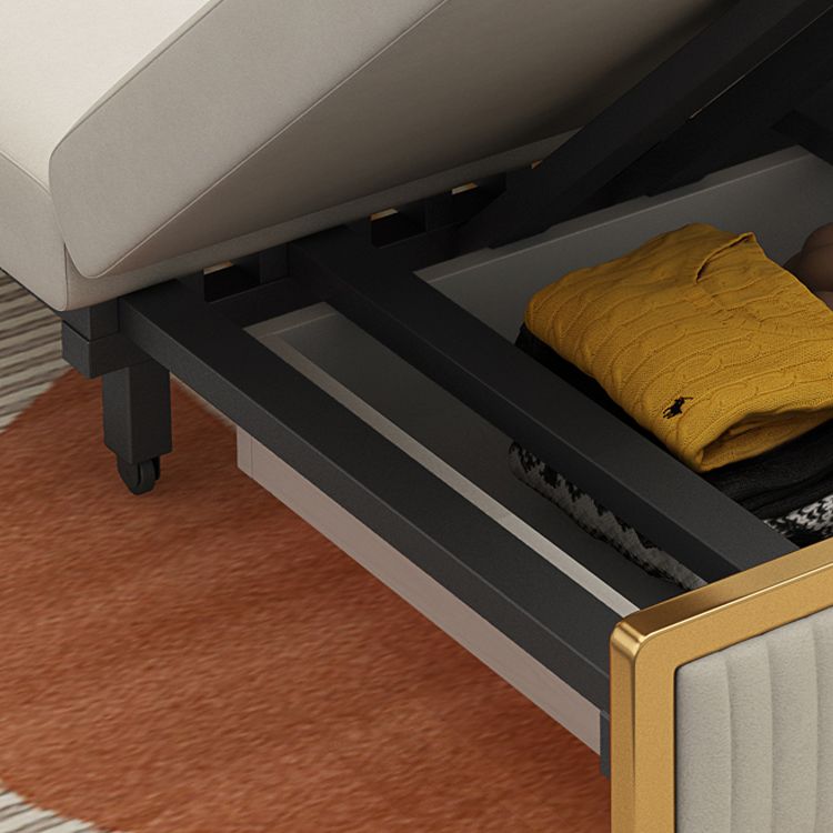 Glam Faux leather Sleeper Sofa Creamy-white 32.67" Wide Sofa Bed