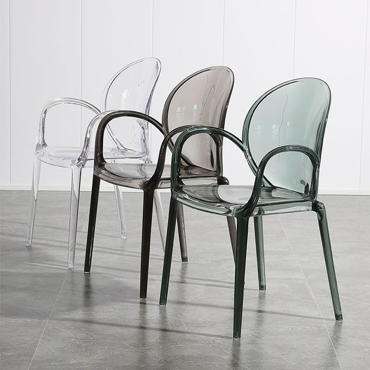 Modern Simple Arm Chair Plastic Base Stackable Dining Chair for Kitchen
