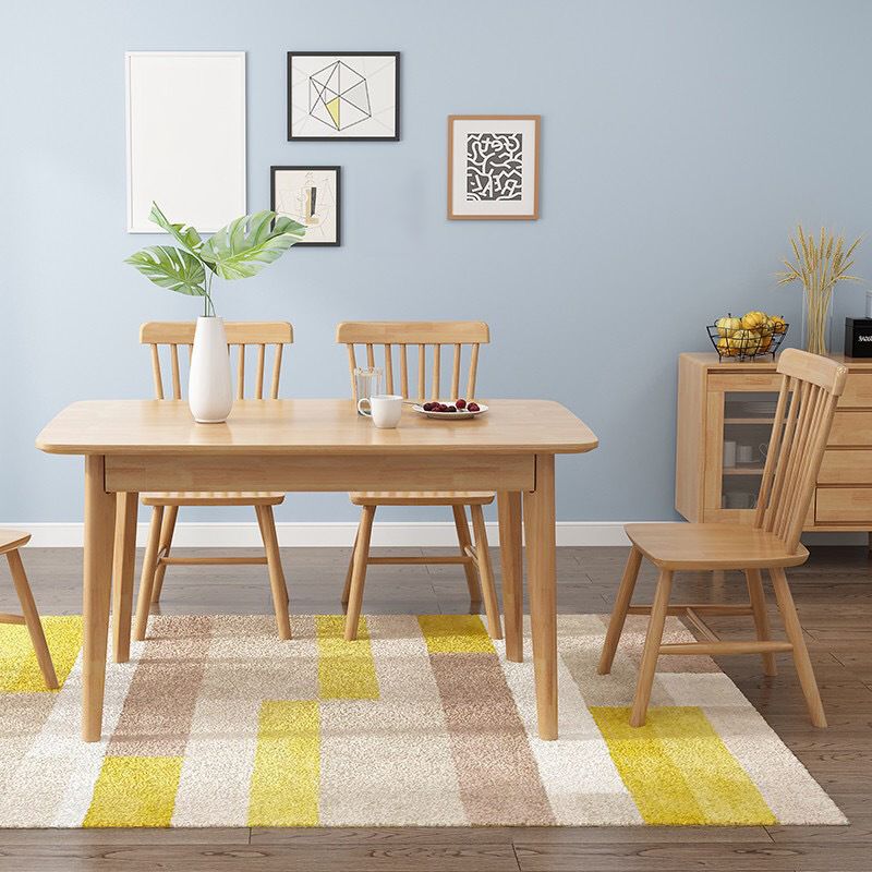 Minimalist Style Dining Room Sets with Solid Wood Dining Table and Chairs