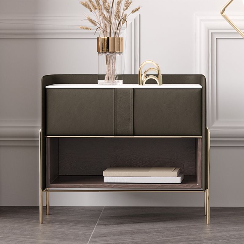 1-Drawer 1-Shelf Accent Table Nightstand 20.47" Tall Stone Nightstand