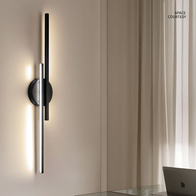 Modern Minimalist Style Linear Sconce Light Fixtures Metal 2 Lights Wall Lighting
