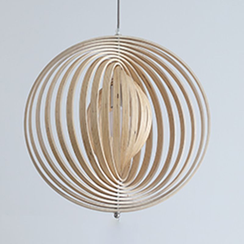Forme sphérique Éclairage suspendu en bois massif de style moderne 1 suspension légère pour le chevet