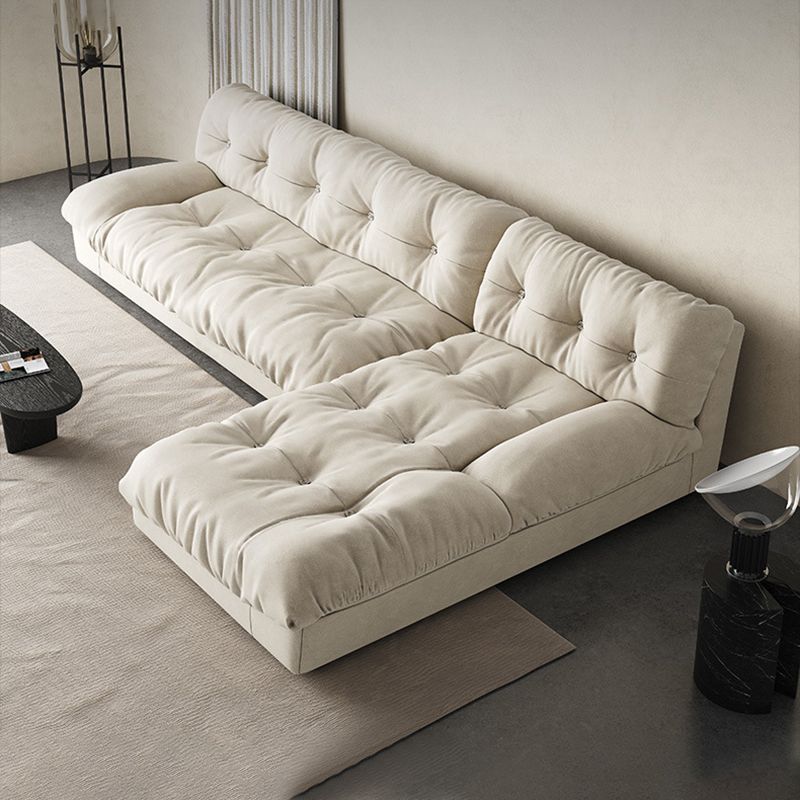 Modern Tufted Back Sofa Sectional Cream Armless Sofa and Chiase