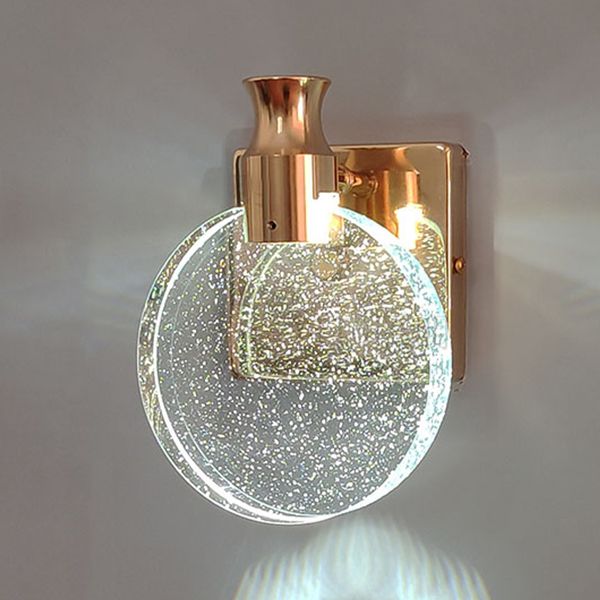 Round Crystal Wall Light Sconces Postmodern Wall Mounted Lighting for Bedroom