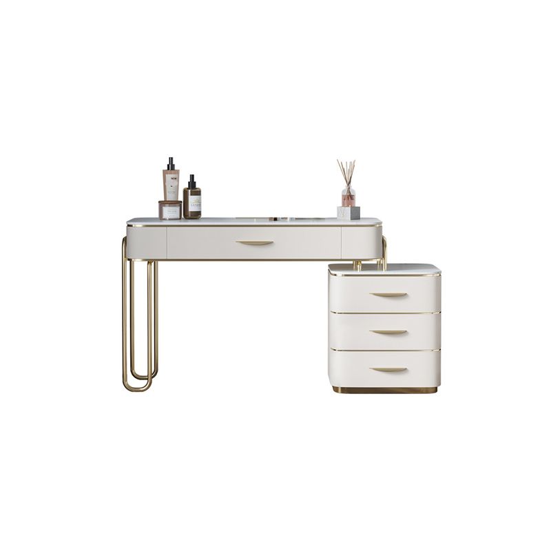 17.71" Wide Make-up Vanity Bright White Wood Vanity Set with 4 Storage Drawers