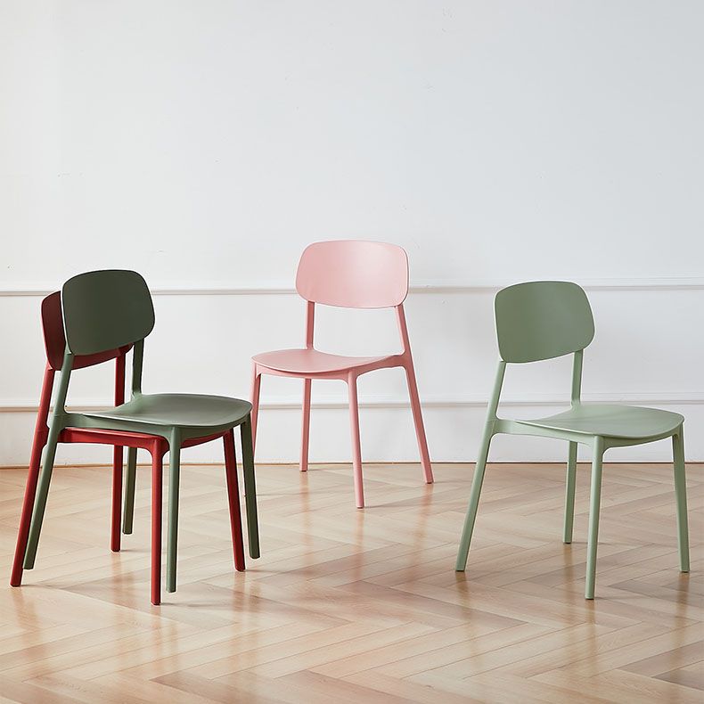 Silla lateral trasera abierta apilable moderna, acabado mate de plástico, silla de comedor